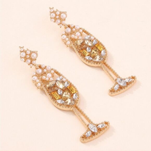 #ck1 LITTLE BIT O BUBBLY CHAMPAGNE EARRINGS - Picture 4 of 9